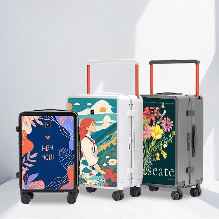 新款宽拉杆铝框行李箱登机箱学生高颜值皮箱抗压防摔拉杆箱