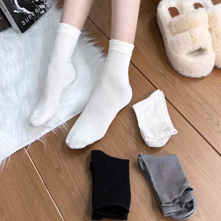 白色堆堆袜女款袜子爆款月子袜2025新款爆款春夏季薄款无骨中筒袜