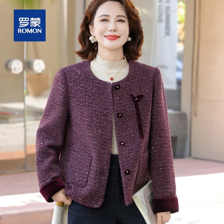 罗蒙40岁50中年妈妈秋装外套新款洋气质中老年人女春秋装开衫上衣