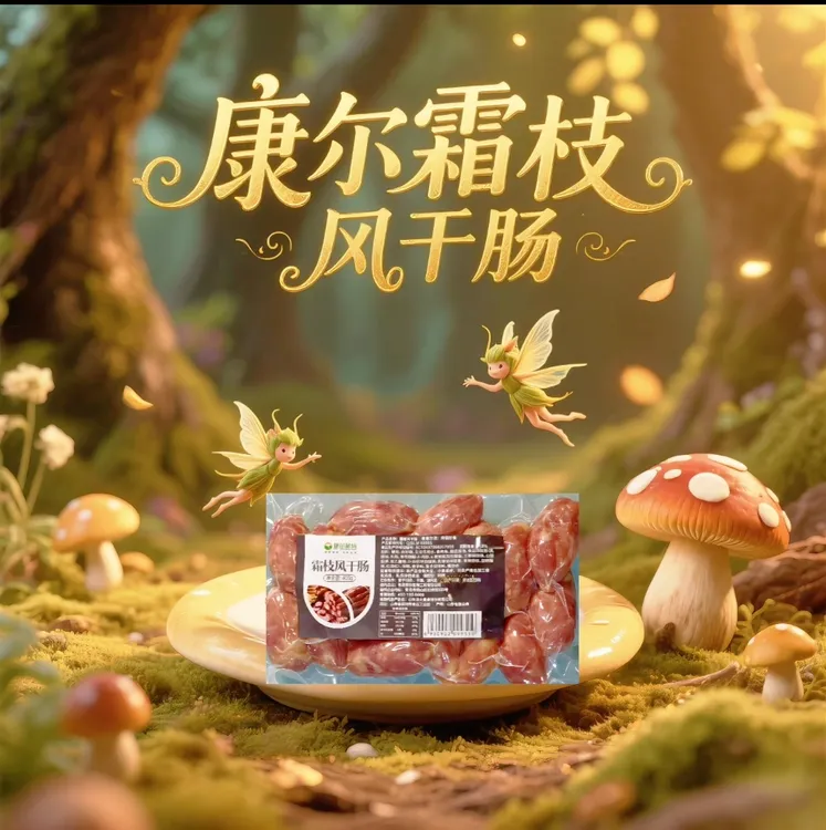 康尔秘坊霜枝风干肠400克黑猪肉猪肠衣灌制早餐配菜咸香火腿肠
