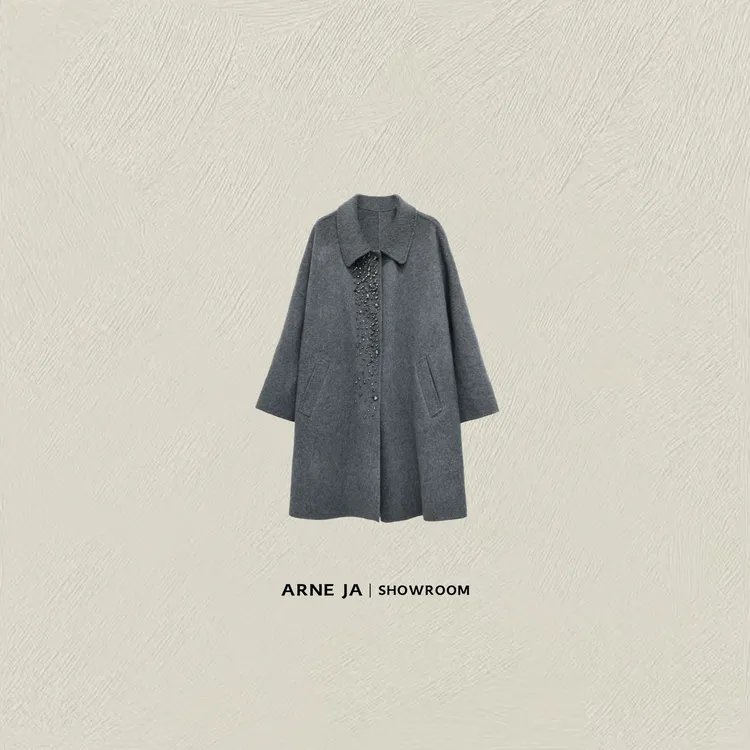 ARNE JA｜“手工坊系列”高定立体珠钻双面羊毛大衣D54SN3086