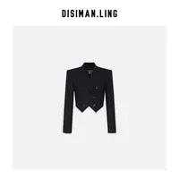 迪丝嫚苓黑色梭织西服显瘦女士修身时尚休闲百搭原创设计优雅小众