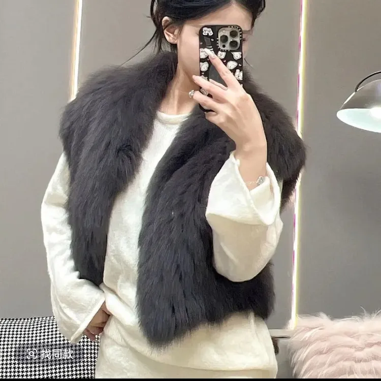 【新品直角肩马甲】明烁服饰Mu6886皮草马甲女装时尚百搭潮流单品