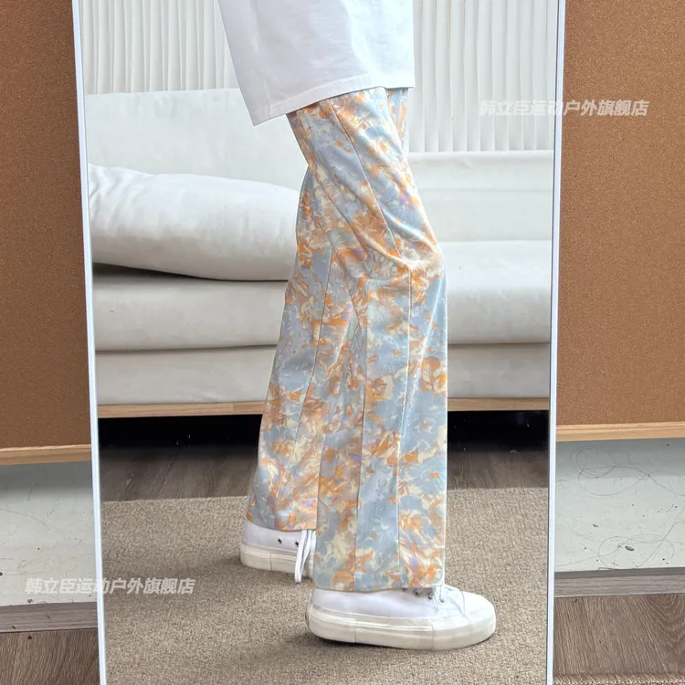 小众扎染印花裤子男夏季新款美式复古痞帅休闲宽松显瘦窄版直筒裤