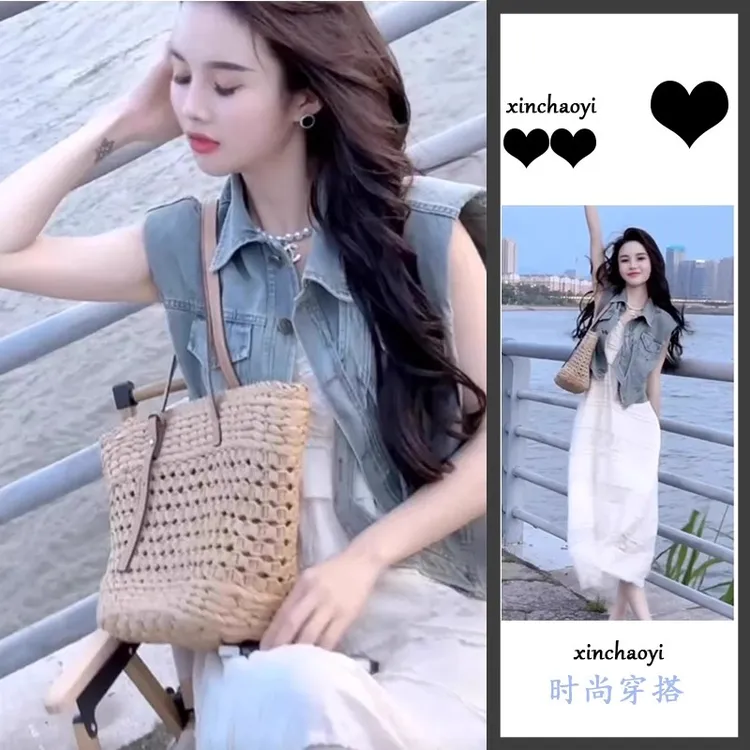 今年流行漂亮套装裙夏季气质高级感牛仔外套纯欲慵懒风连衣裙洋气