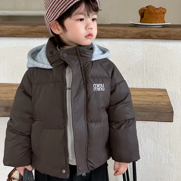 反季新款儿童棉袄男女宝宝加绒加厚保暖连帽外套防风洋气冬装棉服