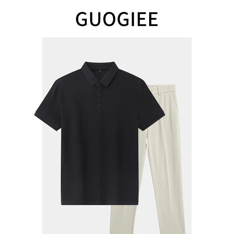 GUOGIEE/古玑【冰氧棉】短袖t恤Polo衫夏季翻领男休闲爸爸装