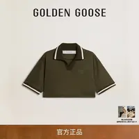 【新品】【线上专享】Golden Goose女刺绣军绿色短款针织Polo衫GGDB