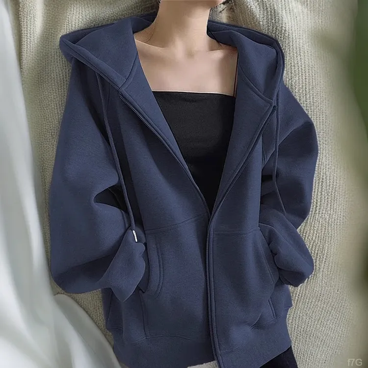 山东即墨外套女款春秋新款oversize码休闲开衫卫衣连帽胖妹妹上衣