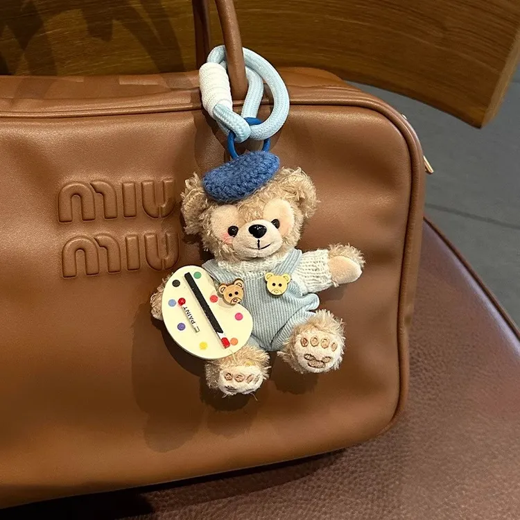 达菲熊美术师画家包包挂件毛绒汽车迪士尼雪莉玫钥匙扣玩偶礼物女