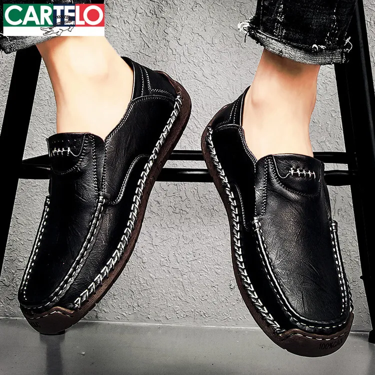卡帝乐鳄鱼豆豆鞋子男鞋春季2025新款商务黑色英伦款休闲皮鞋男士