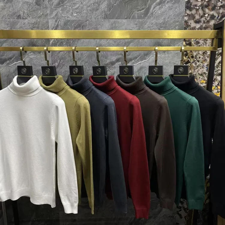 男士秋冬季高领加厚保暖修身内搭上衣打底针织衫