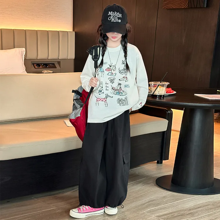 童装女童秋装套装洋气潮流儿童卫衣中大童工装裤春秋时尚两件套