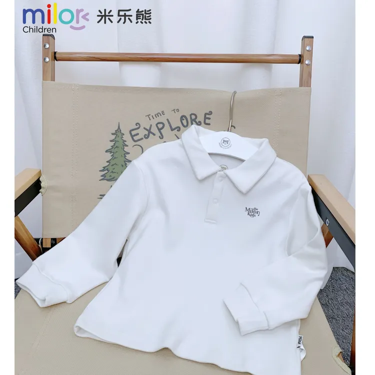 3603米乐熊男女宝polo领套头卫衣衬衫白衬衣儿童装磨毛百搭打底
