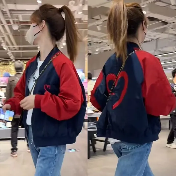 新款拼接撞色休闲韩系2025棒球服女春秋短款小个子夹克外套宽松潮