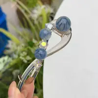 新款精品水晶原创高级感重工珠珠时尚百搭气质蓝色扭扭夹3747