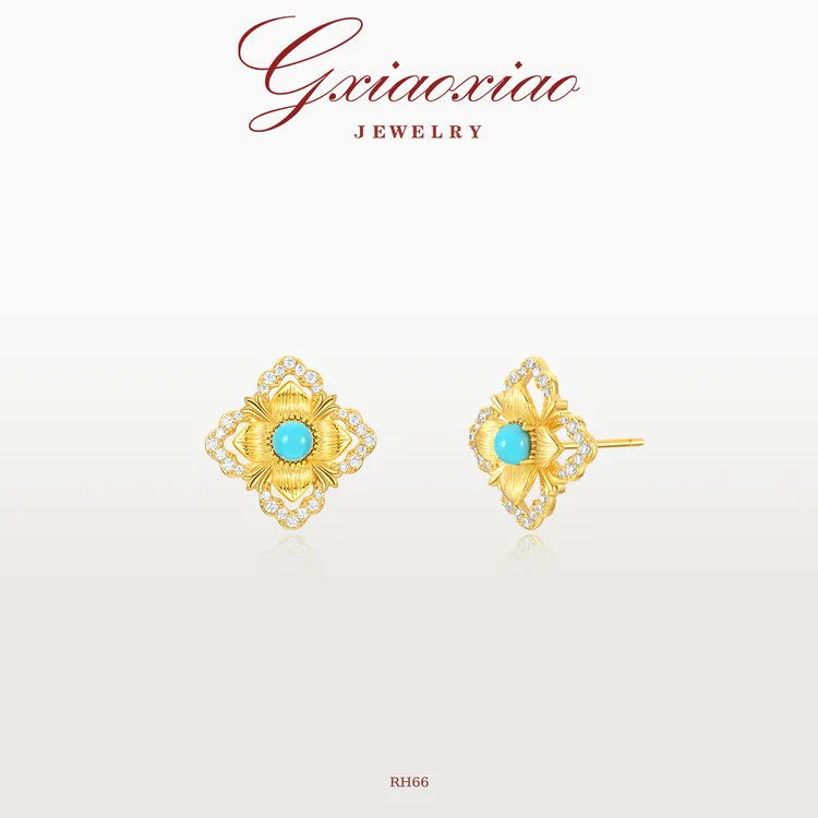 G XIAOXIAO 镀K金【花谣】轻奢高级小众镂空花纹精致耳环 RH66