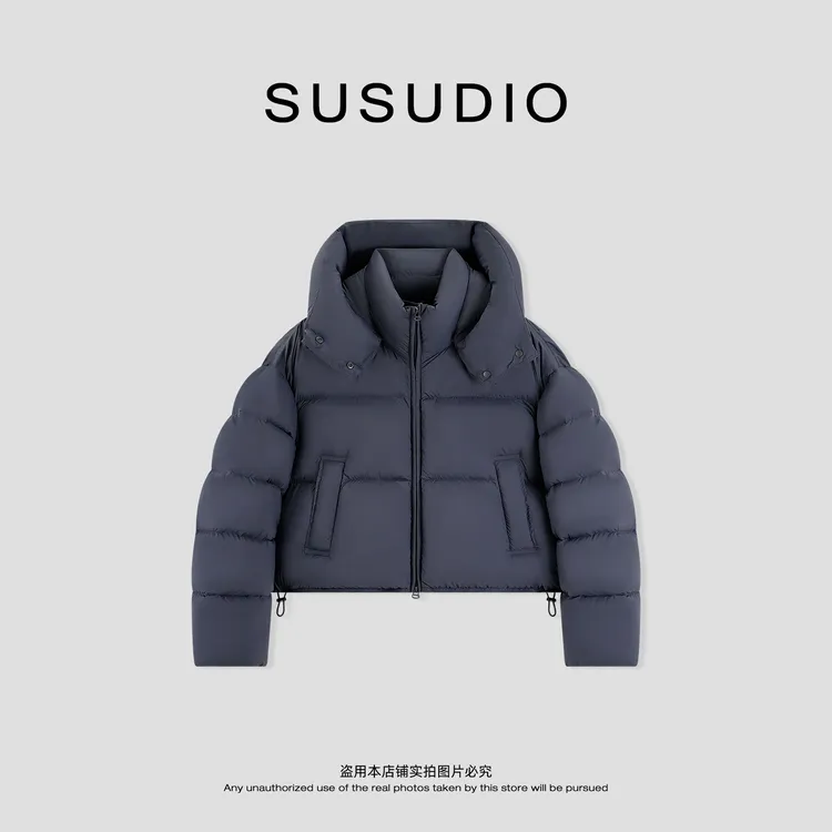 SUSUDIO  泡芙小暖炉立领连帽90白鸭绒外套羽绒服 70270