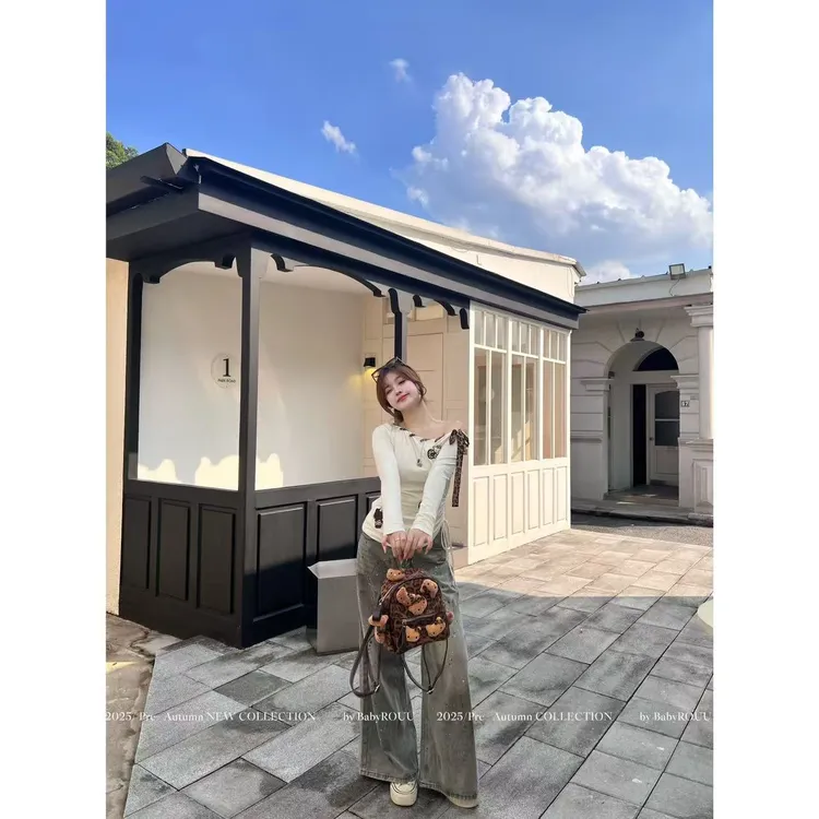 【现货】【泼墨牛仔】温与柔美式高阶辣妹直筒长裤复古小众ins牛仔裤