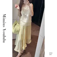 【mimius】肉肉 夏夜梦令～清透感立体花朵无袖上衣+半裙 G05618