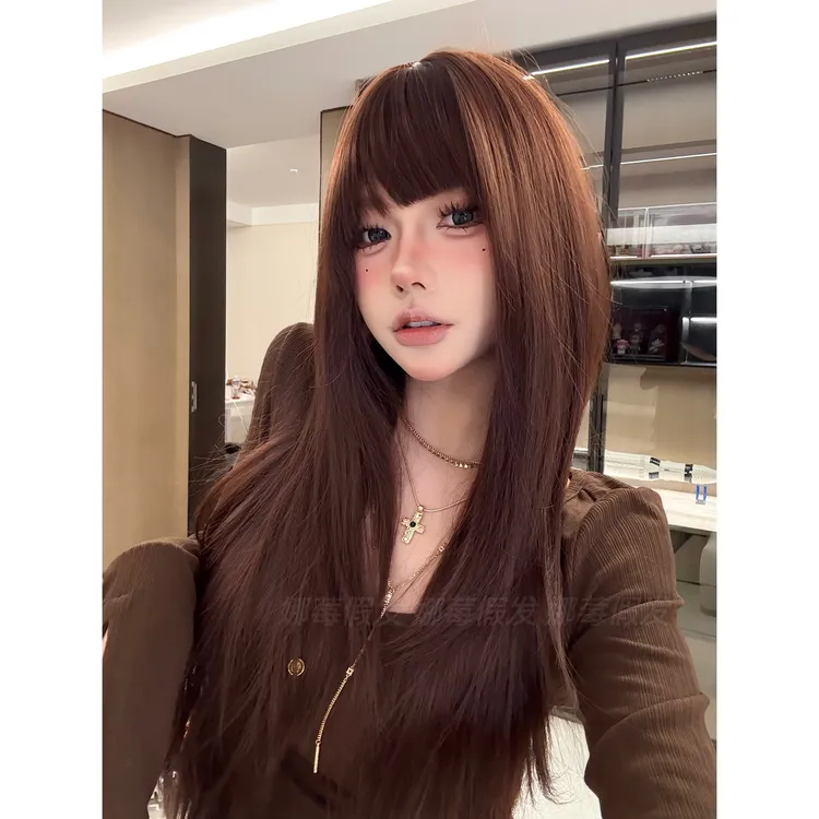 娜莓【高层次进口混丝系列·凡戴克棕】自然萝莉长发女生基础假发