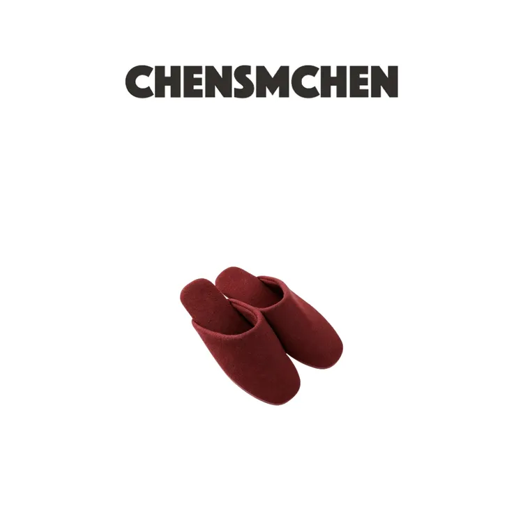 CHENSMCHEN 居家秋冬款亲肤毛呢简约纯色拖鞋