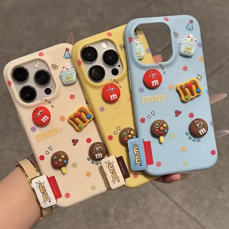 奥菲顿创意彩色M豆标签适用苹果17/16皮纹手机壳华为vivo小米oppo