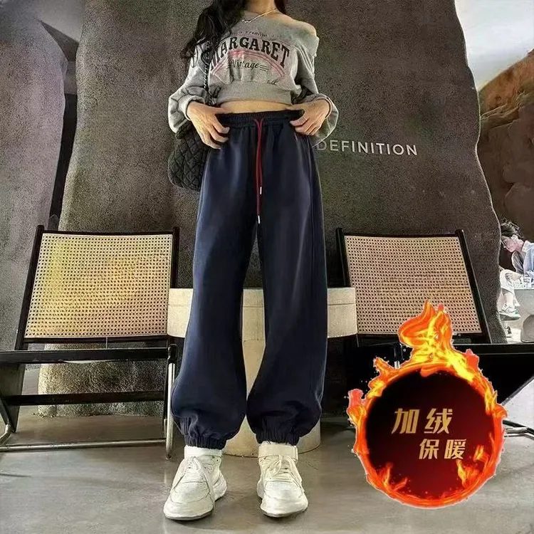 5003潮裤原版加绒运动裤女秋冬束脚裤抽绳小个子卫裤2025新款卫裤