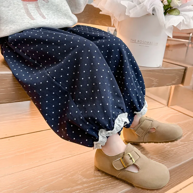 女童裤子洋气儿童波点灯笼裤子宽松女宝宝休闲裤小女孩春秋装新款