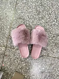 《兵哥外贸》3楼粉色仿兔绒面麂皮绒底拖鞋 发一双 38-39码