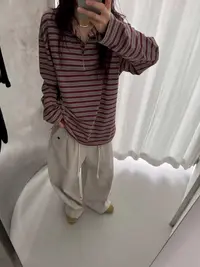 韩国东大门正品女装时尚条纹polo领T恤092417（NO退NO换）
