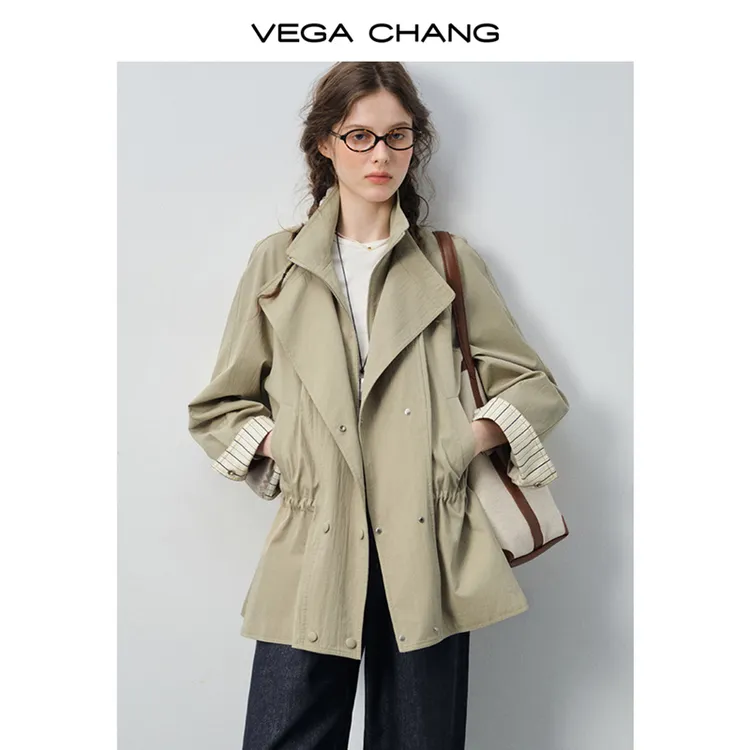【VEGA CHANG】风衣女小个子2025新款秋季袖口接宽松外套