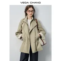 VEGA CHANG风衣女小个子2025新款秋季袖口接宽松外套V25300113XT