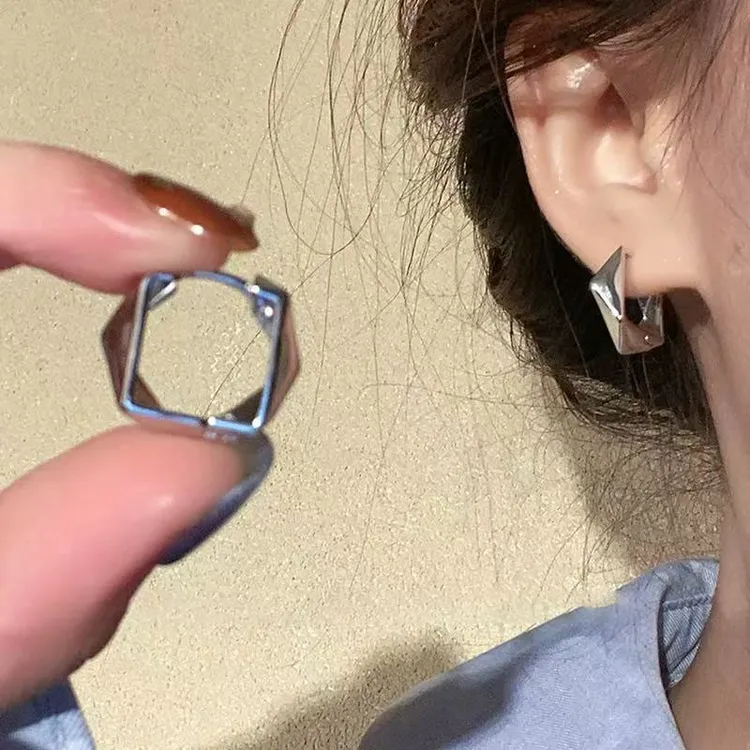 925银针耳钉不规则菱形耳扣女气质耳环高级感耳饰冷淡风耳饰1510