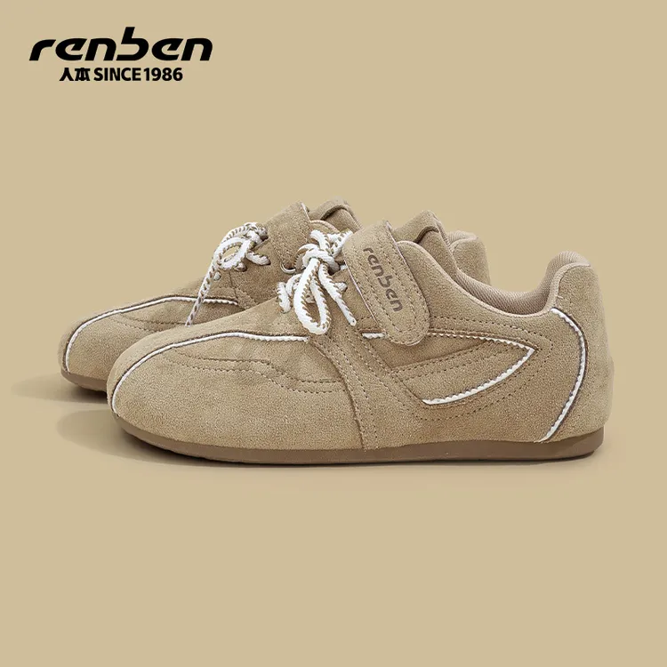 人本官旗2025新款透气德训鞋秋季魔术贴时尚休闲鞋女鞋潮流鞋ins