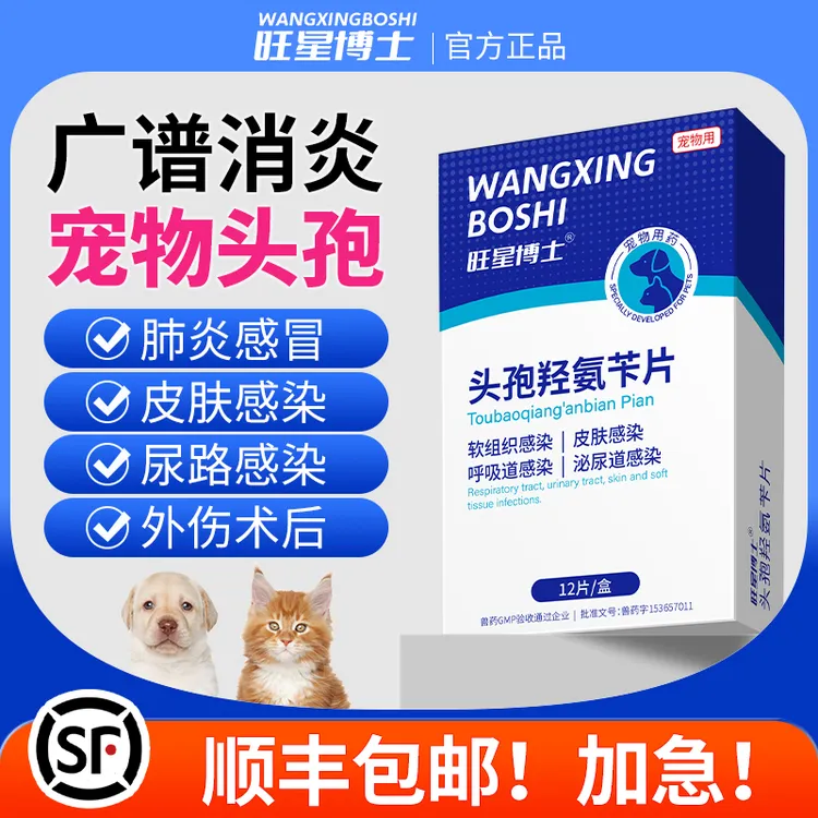 头孢羟氨苄片宠物狗狗猫咪犬用脓皮症伤口消炎感冒药养狗必备用品