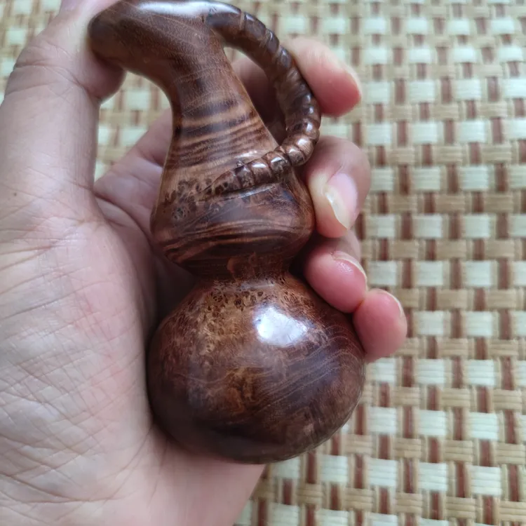 麻梨疙瘩大葫芦手把件老料榴花麻利木雕刻非崖柏工艺品全新盘玩