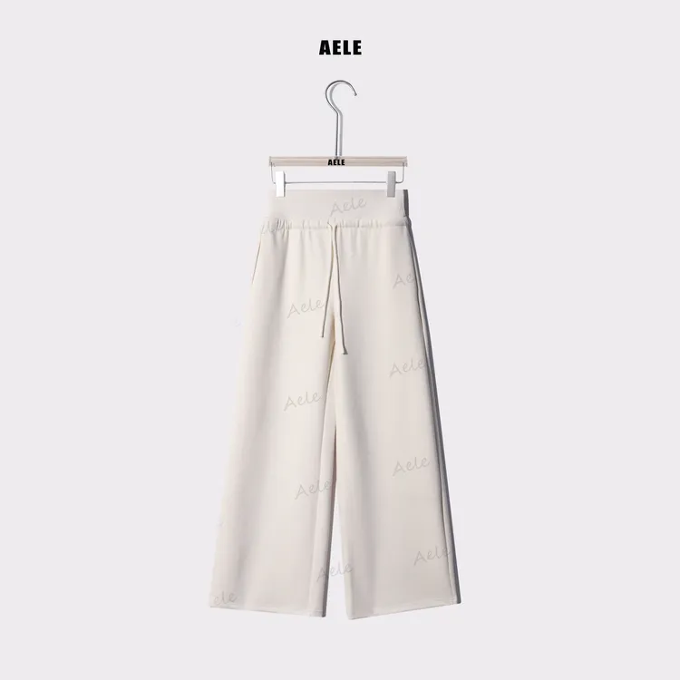 AELE【腿精】高腰抽绳垂感宽松直筒休闲裤 K853 2733 AD