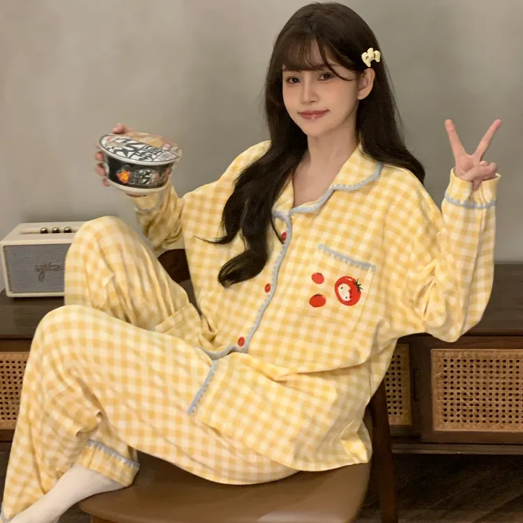 睡衣女秋冬季长袖长裤甜美卡通韩版ins可外穿少女春秋家居服套装