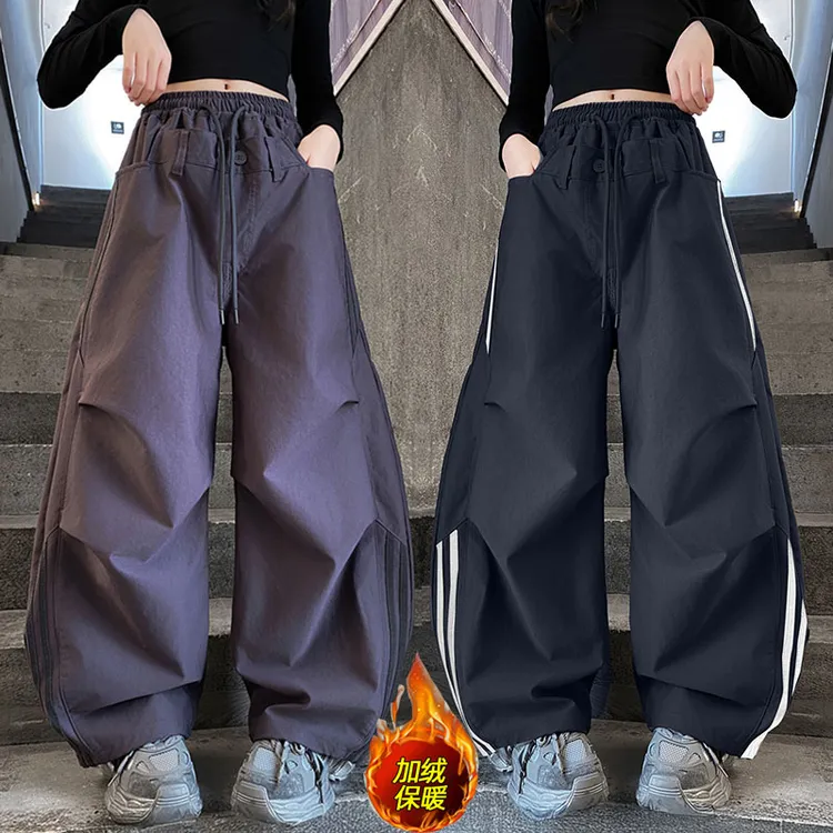 女童裤子冬季2025新款儿童时髦工装裤中大童网红弯刀裤秋冬休闲裤