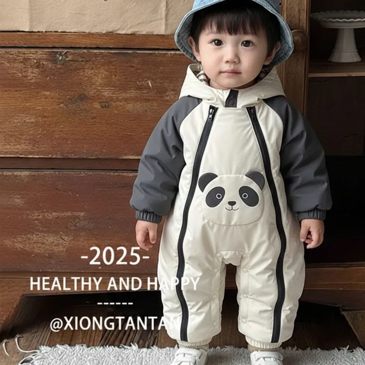 婴儿男女宝宝连体衣秋冬装夹棉冲锋衣哈衣婴幼儿春秋外出服爬服潮