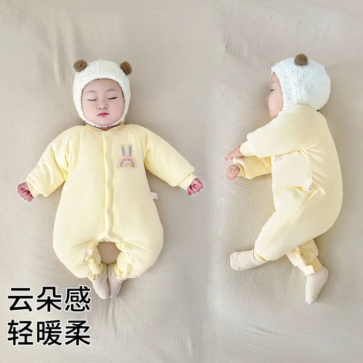 婴儿连体衣冬季棉袄新生宝宝夹棉衣服纯棉外出服冬装幼儿加厚棉服