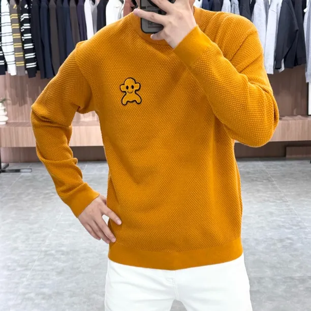 *他俊*新款男士多色时尚刺绣休闲百搭针织毛衣 98129