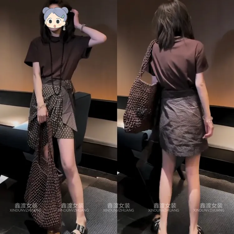 2025夏季新款时尚显瘦气质女士网红洋气两件套百搭款D21148