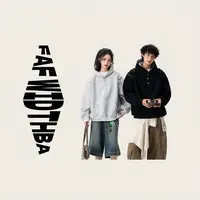 WY7707 美式半开领按扣卫衣高街撞色拼接拉链连帽衫卫衣