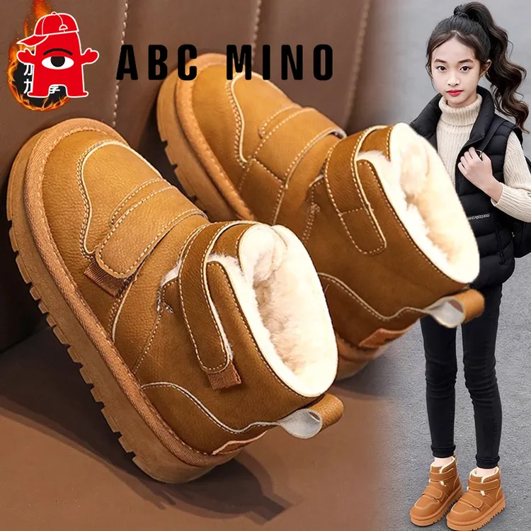 ABC MINO儿童雪地靴女童冬季2025新款加绒保暖棉鞋中大童女孩棉靴