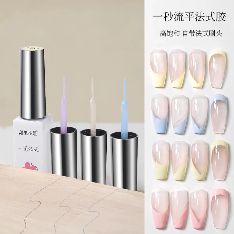 一笔流平画法式美甲专用拉线勾边彩绘胶2025年新款12色彩色甲油胶