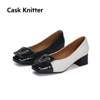 【谢亚平专属】Cask Knitter 2515单鞋低跟秋季百搭皮女真皮方头鞋