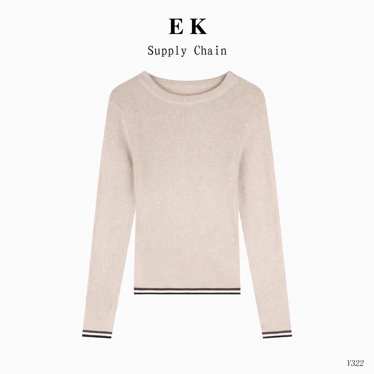 高智感条纹撞色显瘦针织衫女秋冬新款休闲百搭内搭羊毛上衣322