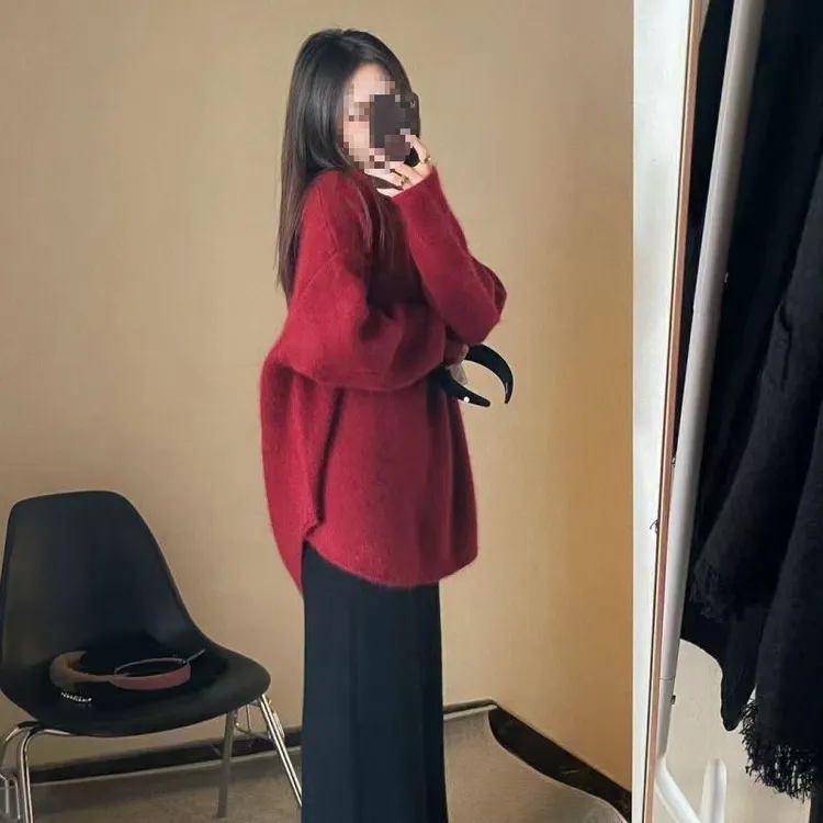 时尚休闲秋季套装女百搭新款时尚宽松毛衣显瘦高腰半身裙两件套